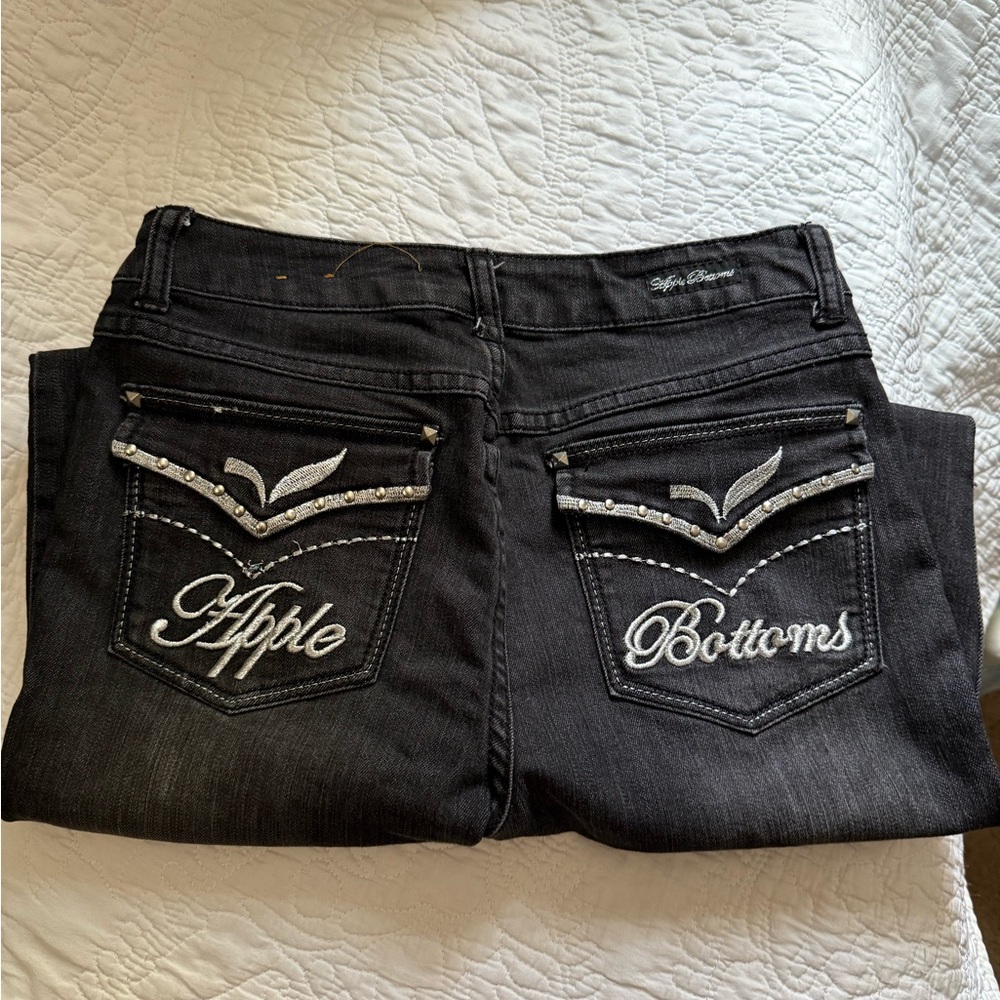 Apple Bottoms Women's Dark Jeans with Embellished Pockets